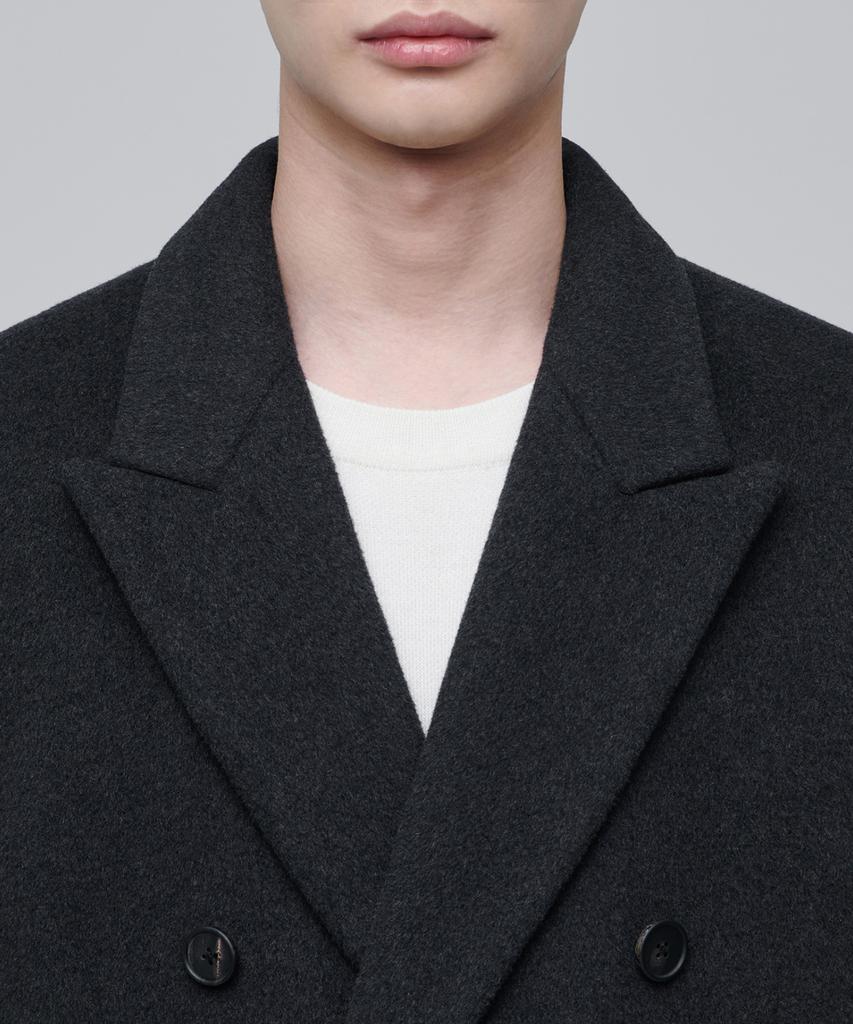 Musinsa Standard Cashmere Blend Daddy Shoulder Double Long Coat [Navy]