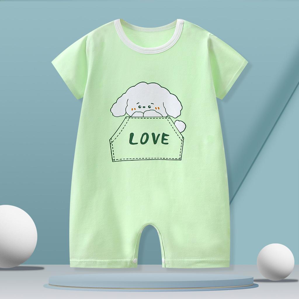 Baby Thin Onesie Summer Newborn Short Sleeved Crawl Suit Cartoon Pajamas for Boys and Girls
