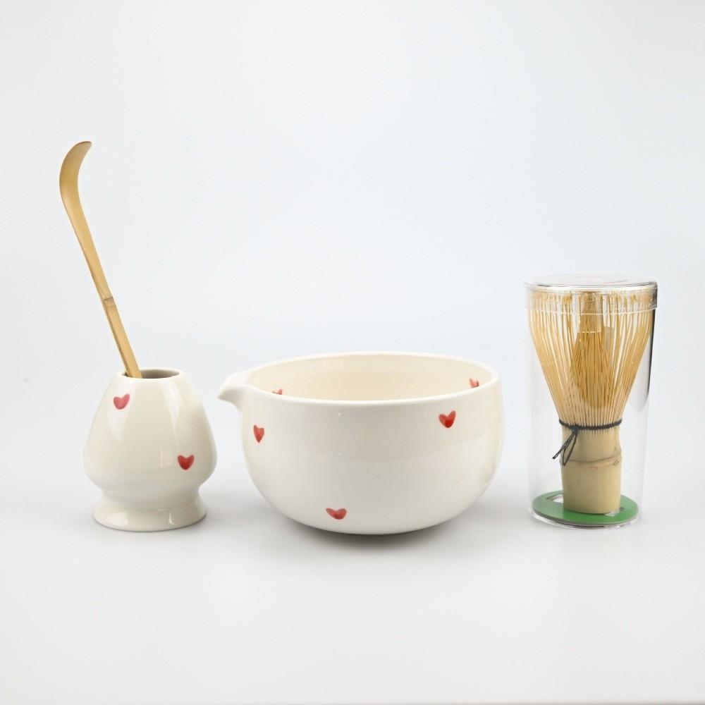 4/5/6 PCS Bamboo Whisk Heart-Shaped Matcha Bowl Strainer Mesh Matcha Whisk Set Tea Preparation
