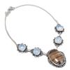 Natural Banded Agate, Opal 925 Sterling Silver Jewelry Necklace 18" C2r84