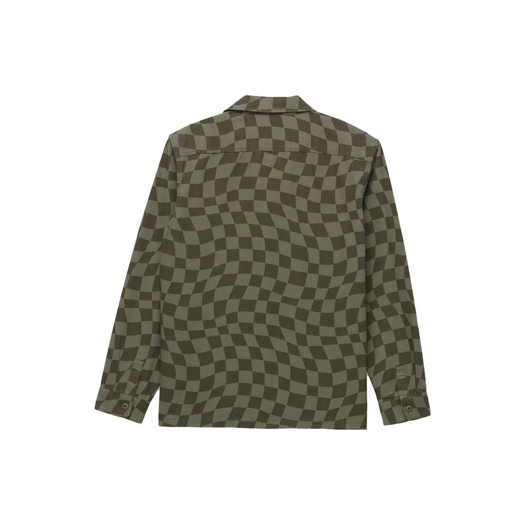 Vans Checkerboard Single Button Long Sleeve Shirt Men Shirts Army-Green VN0008GZ-KCZ