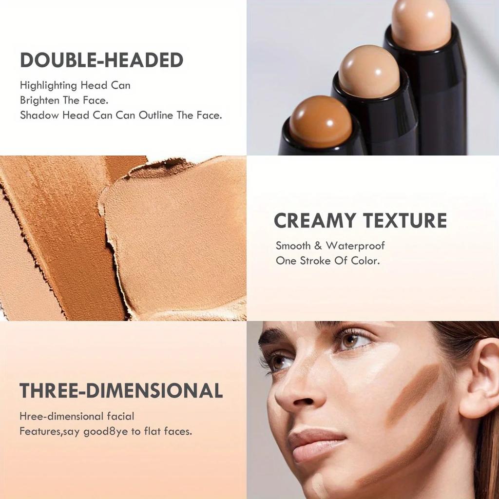 Двусторонний Хайлайтер для Лица Жидкий Водонепроницаемый Контуринг Тональная Основа Контур Макияж Консилер Стик Карандаш Косметика