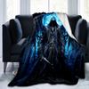 Grim Reaper Digital Printed Flannel Printed Blanket Home Decor Lightweight Halloween Horror Prank Blanket