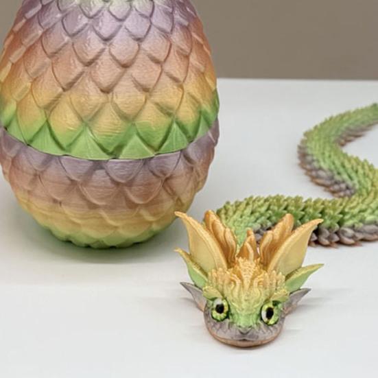 3D-печатная фигурка змеиного яйца с подвижными суставами, фигурка змеиной скорлупы, игрушка-непоседа, змеиное яйцо с шарнирной змеей внутри, настольное украшение