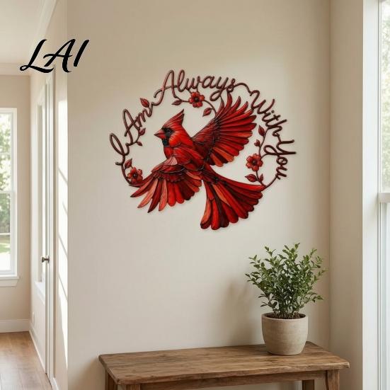 Bird Shape Wall Decoration Metal Red Decoration Hollow Art Sculpture Sign Hanging Ornament for Living Room Home Office