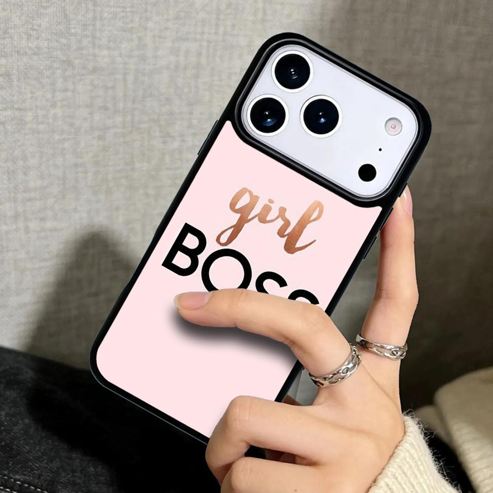 Чехол Case для iPhone 17 Air 16 Pro Max 15 Plus 11 13 Mini 14 12 Задняя крышка телефона Розовый Девушка Босс