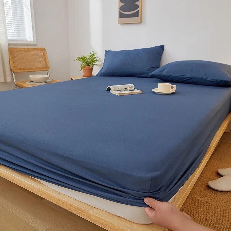 Хлопковая простыня с резинками, однотонные, нескользящие, прочные наматрасники для двуспальной кровати размера «king-size», 140/160/200/220 см