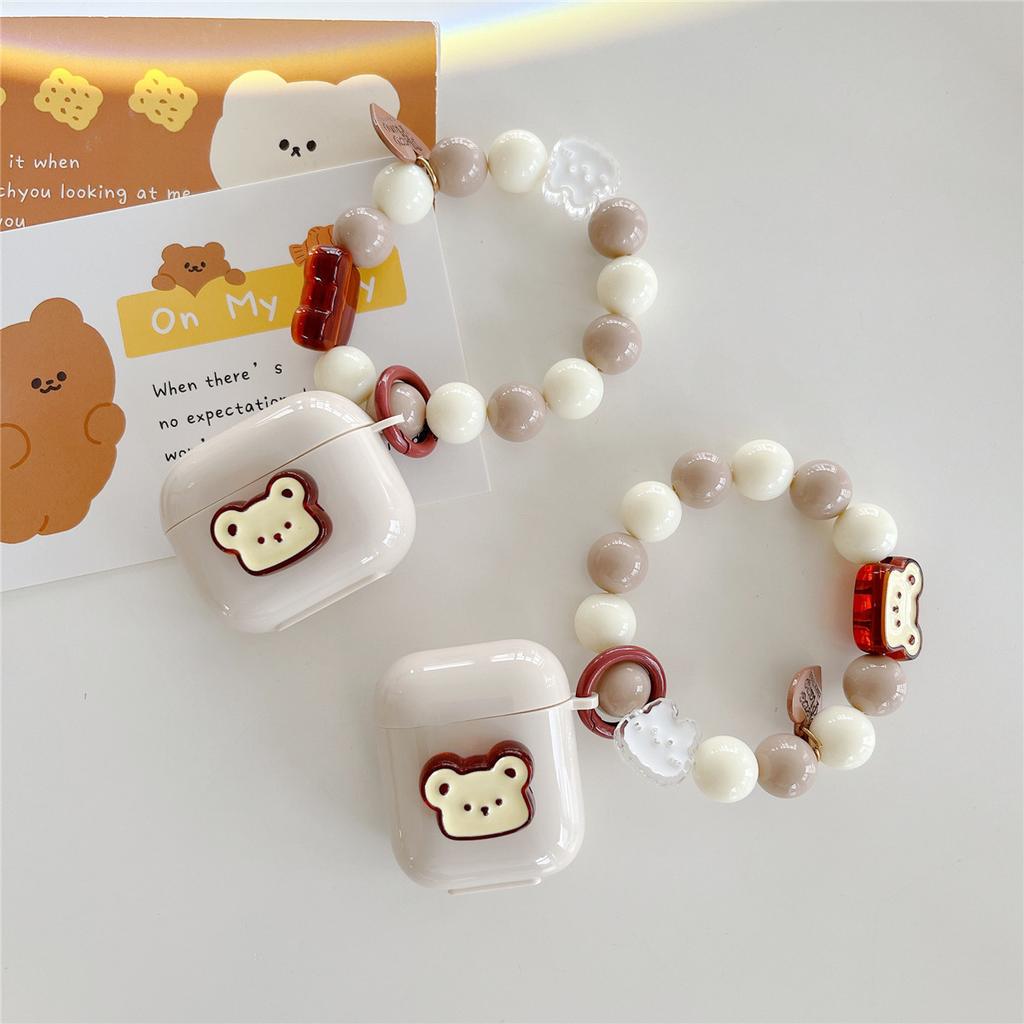 INS Bead String Khaki Bear Compatible with Apple AirPods 1st Generation Bluetooth Earphone Protective Cover Pro1 Earphone Case 1