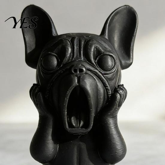 Burr-free Dog Figurine 3D Printed French Bulldog Figurine, Screaming Decorative Sculpture, Puppy Statue Sculpture for Car Dashboard, Home Office Desk,
