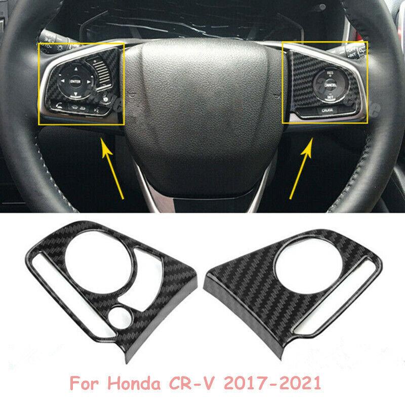 Carbon Fiber 2X Car Steering Wheel Decor Cover Trim For Honda CR-V CRV 2017-
