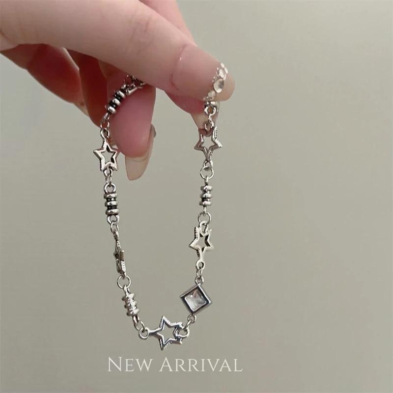 Модный блестящий розовый браслет со стразами и сердечками для девочек Y2K, нежный элегантный регулируемый браслет в стиле феи, женские вечерние ювелирные изделия, подарок