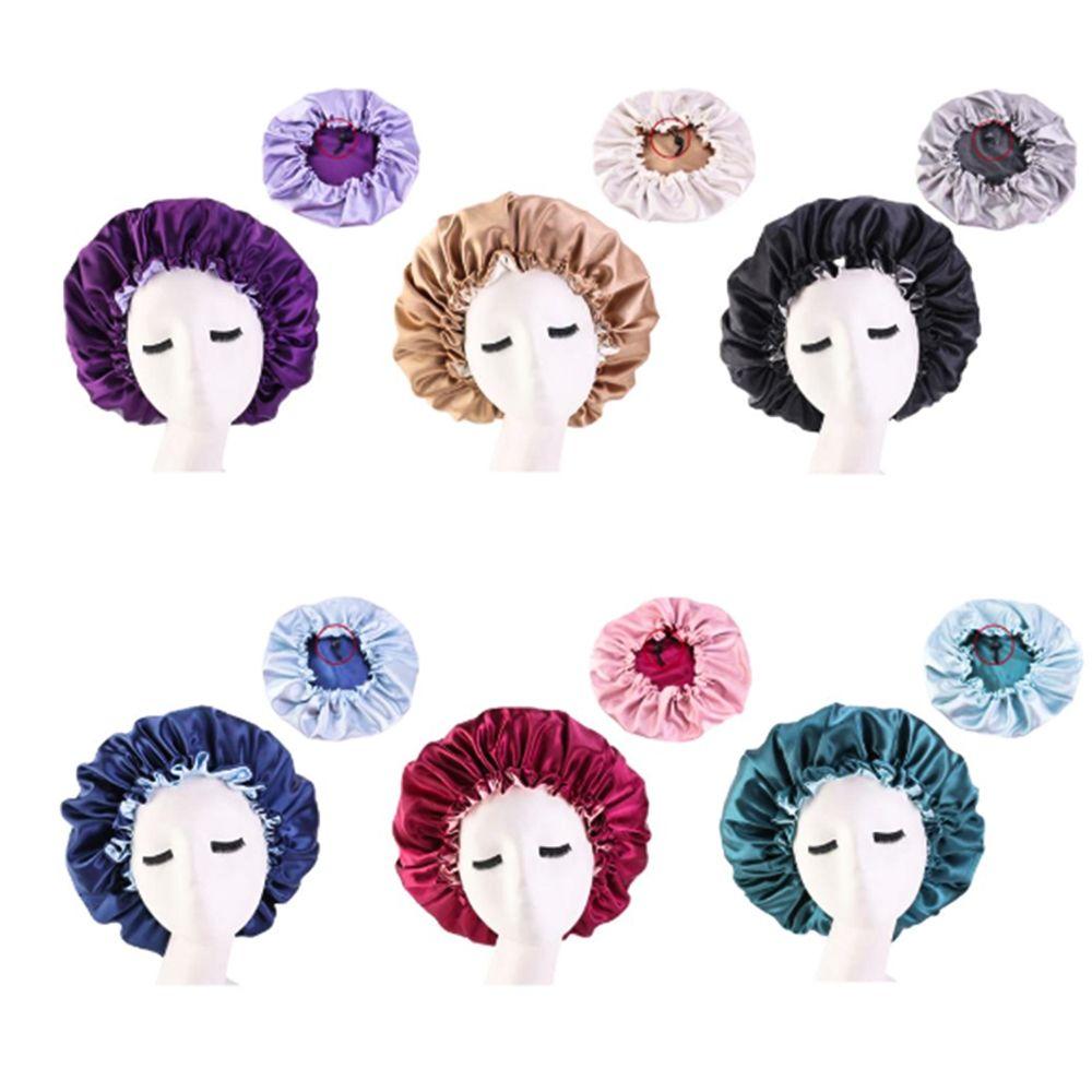 Soft Double Layer Hair Styling Accessories Night Sleep Hat Satin Bonnet Head Wrap Hats Chemo Caps