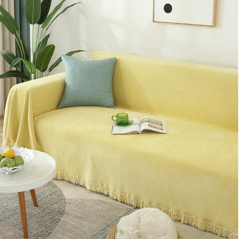 Скандинавский однотонный шенилловый чехол с кисточками шарф современный минималистский диван полотенце простой дом