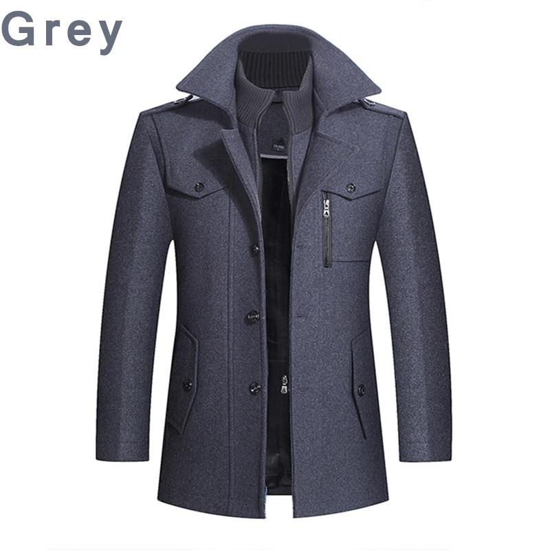 Winter Trench Coat for Men Fashion Mens Jackets Version of Woolen Men's Jacket Double Collar Warm Woolen Coat