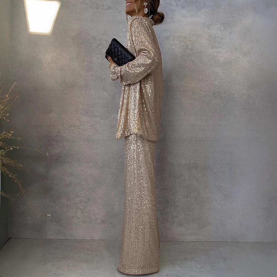 Весенние новинки Трехцветные бусины Облегающие брюки с высокой талией Модный повседневный комплект из двух предметов