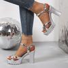 Gold Silver Wedding Women Platform Sandals High Chunky Heels Mirror PU Sexy Casual Party Lady Ankle Strap Gladiator Shoes