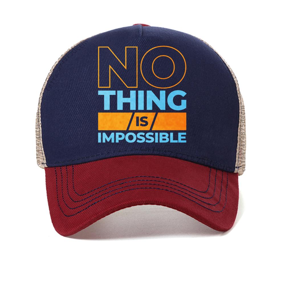 Unisex's Printed cap Nothing Is Impossible Streets baseball cap Unisex Women Summer Breathable Snapback Caps casual mesh Trucker Hat
