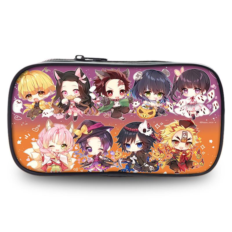 Large Capacity Demon Slayer Pen Bag Stylish Oxford Fabric Stationery Pouch