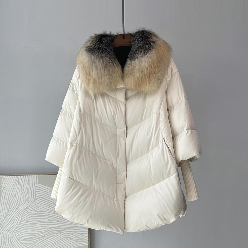 Duck Down Jacket Fox Fur Haining Leather Down Jacket Women's Medium and Long Fur Jacket 2025 Autumn and Winter New Young Models
