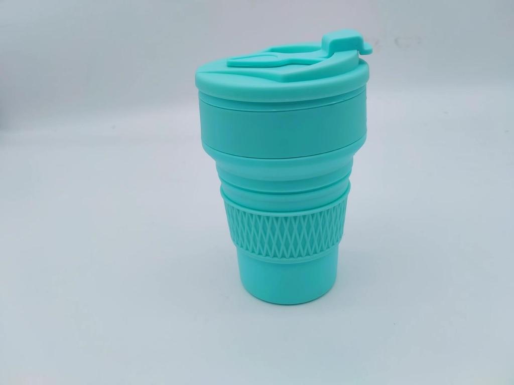 Creative Portable Folding Silicone Coffee Cup with Lid and Custom Logo