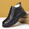 New Winter Genuine Leather Flat Designer Snow Boot Men Fashion Outdoor Cotton Shoes Antiskid Walking Office Business Ankle Boots