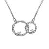 Double Ring Twist Necklace for Women Simple Interlocking Pendant Collarbone Chain