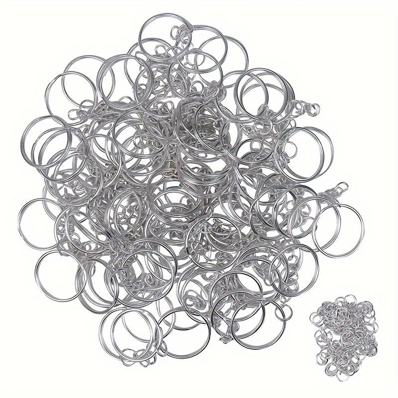 100pcs 2.5CM Smooth Round Keyring with Chain Ring DIY Jewelry Accessories Key Ring with Extension Chain Open Ring Single Ring Key Chain Bag Pendant