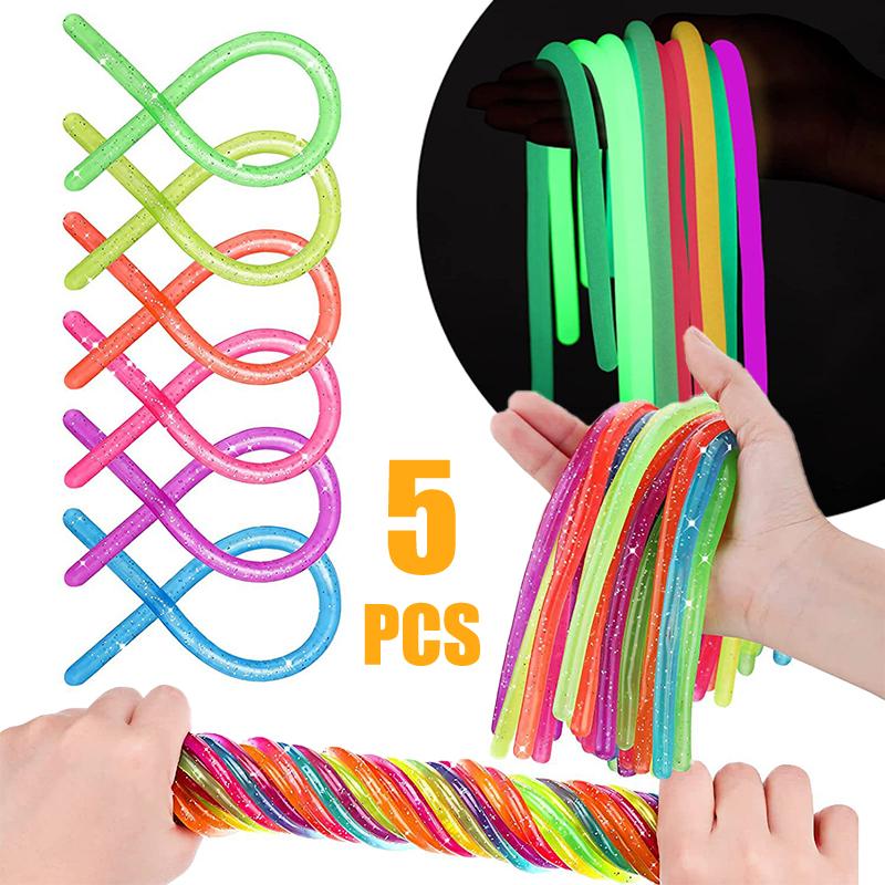 Elastic Stretchy Noodles Fidget Toys 6PCS Sensory String Decompression Fun For School Classroom Children Activity