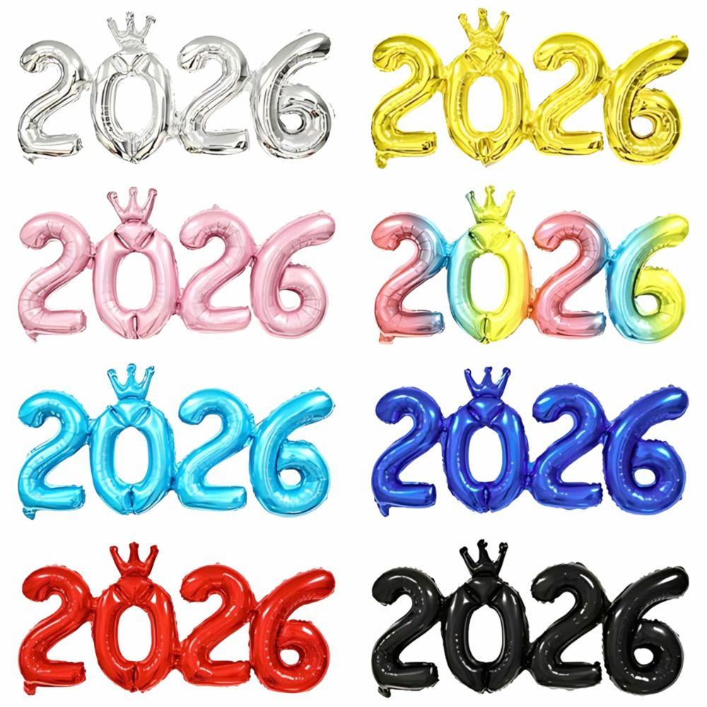 Корона 2026 Воздушные Шары Цифры Новый Год Канун Рождества 2026 Украшение Вечеринки Принадлежности для Вечеринки 16 дюймов Рождественские Украшения Реквизит для Фото