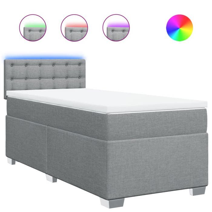 Maison Exclusive - Sommier à lattes de lit et matelas Gris clair 90x190 cm Tissu