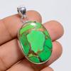 Dazzling Top Grade Qualite 100% Natural Green Copper Turquoise Oval Shape Ethnic Handmade Jewelry 925 Steling Silver Pendant 1.5" WSJ-4943