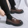 Men Loafer Dress Elevator Shoes Height Increase Classic Leather Thick Sole Creepers Platform Shoes