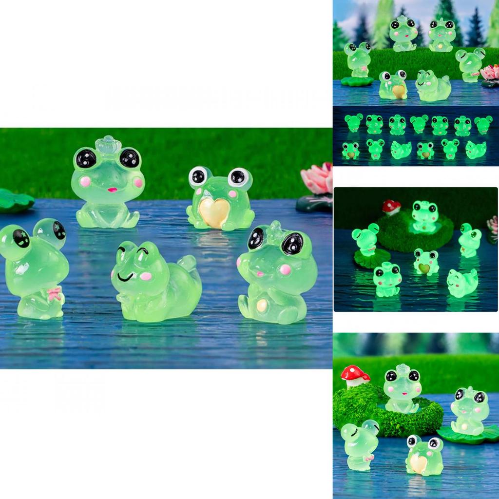 Creative Glow In The Dark Frog Ornaments Resin Craft Animals For Desk Car