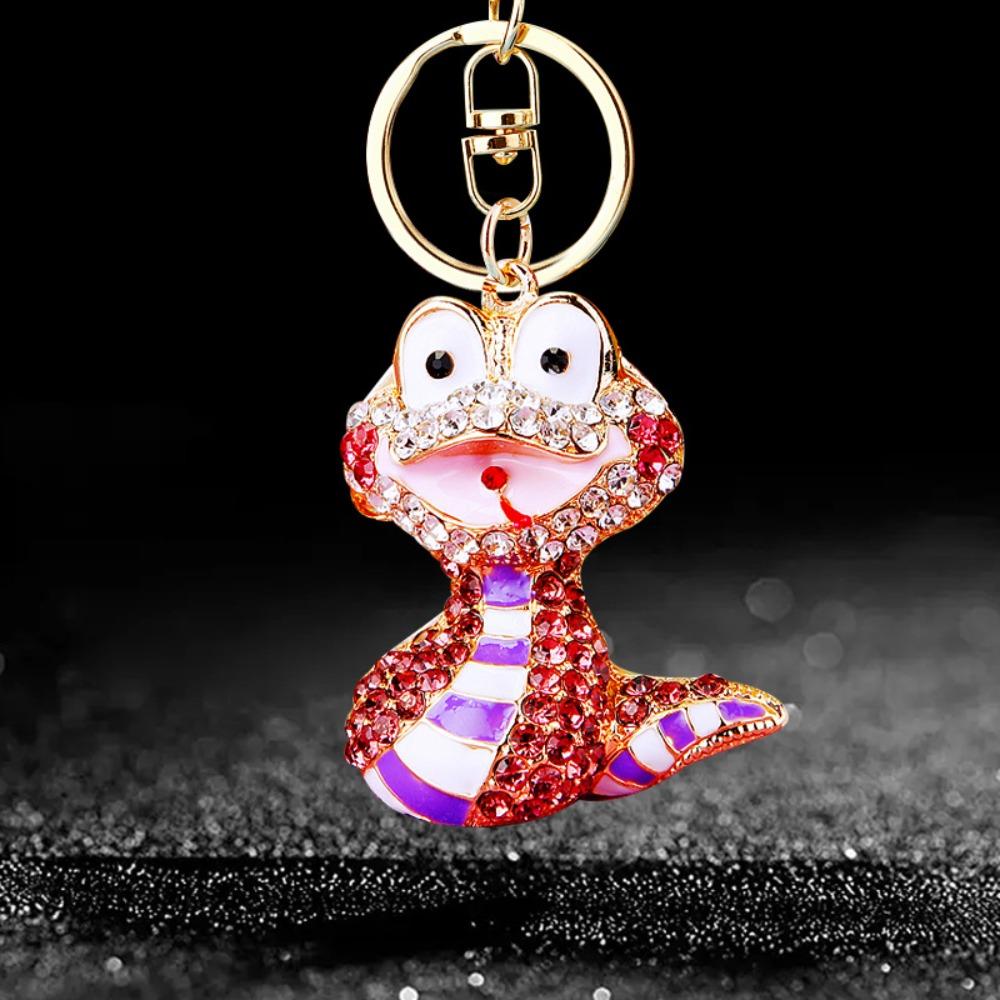 Fortune Rhinestone Snake Keychain Exquisite Women's Bag Pendant Cute Snake Lucky Pendant  Couple