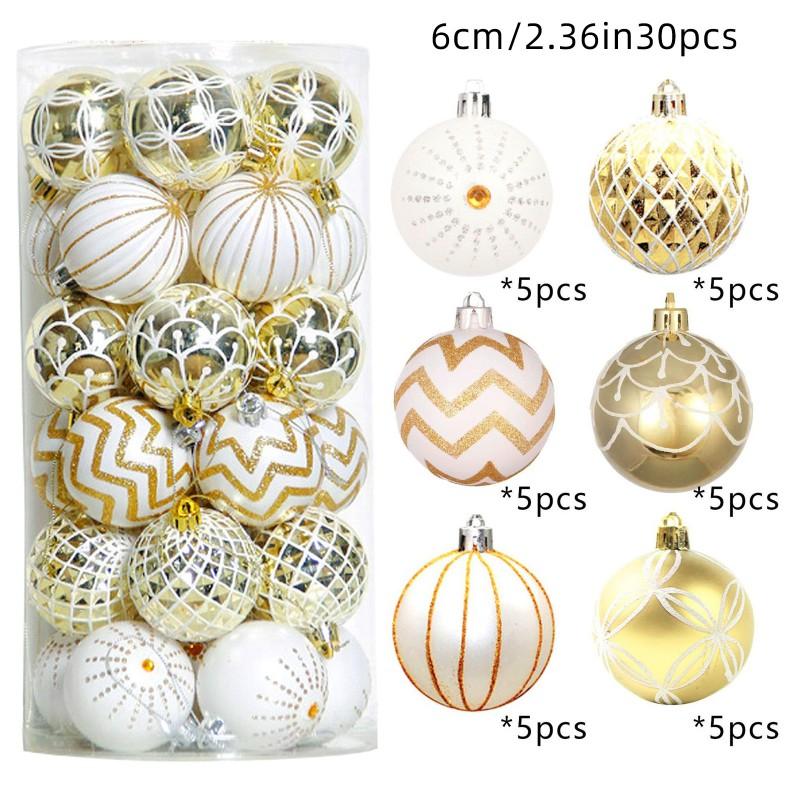 6cm Assorted Shaped Electroplated Plastic Christmas Ornaments Set - Hand-Painted Hanging Decor Tree Home Festive Display