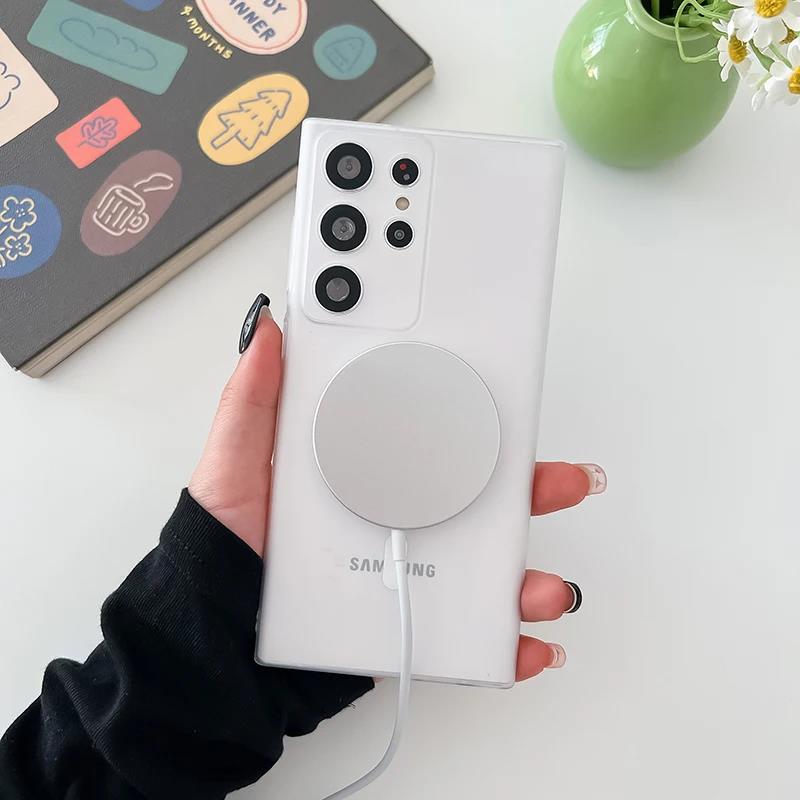 Матовый полупрозрачный чехол с магнитным креплением Magsafe для Samsung Galaxy S23 S24 Plus S24 Ultra Wireless Charging Ultra Thin Cover