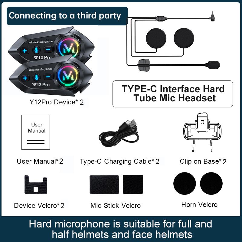Motorcycle Helmet Intercom Bluetooth Headset Handsfree Wireless Waterproof Interphone Support connect to third party intercom