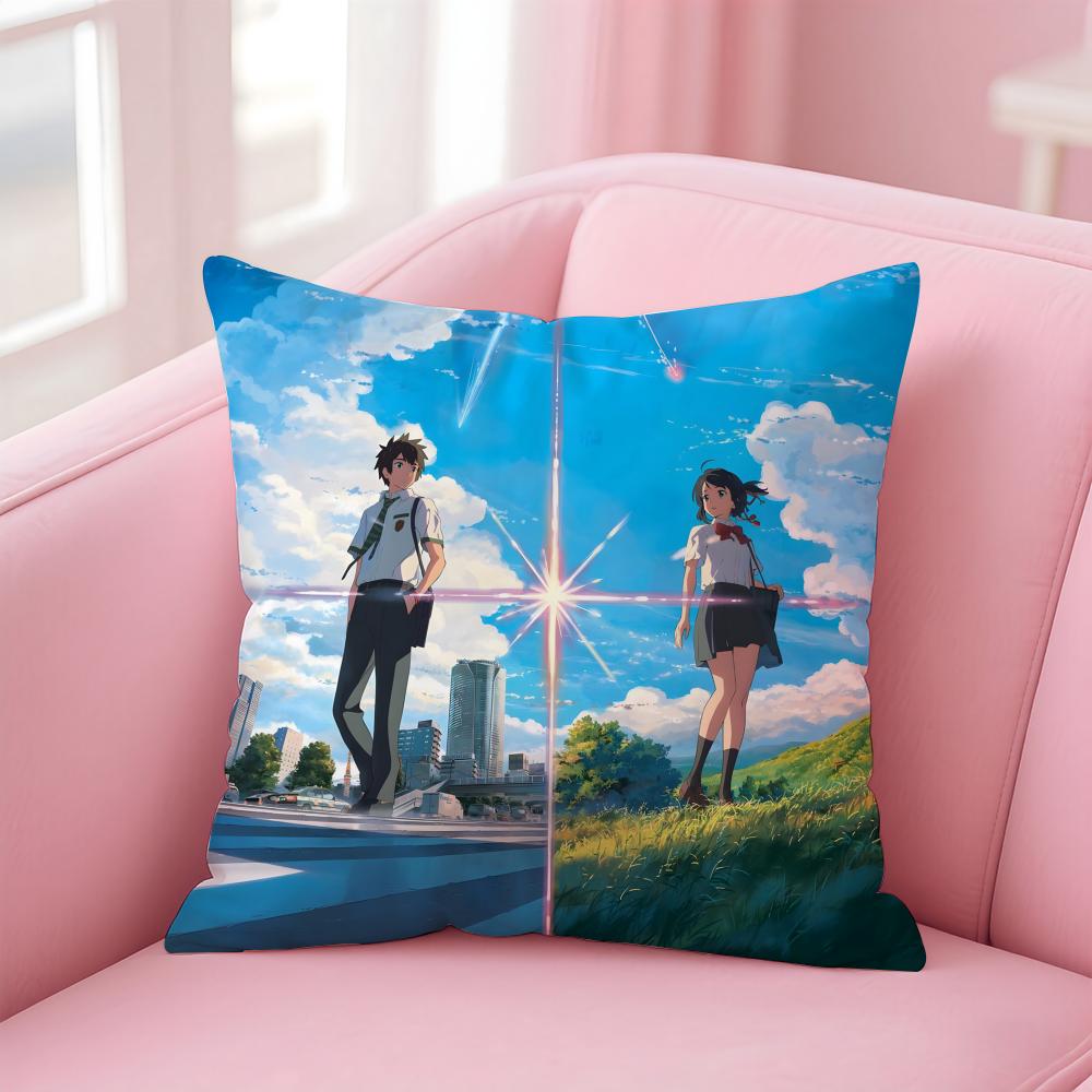 Anime YYou NameS Cushion Cover Pillow Case Soft Friendly Fabric Concealed Zipper