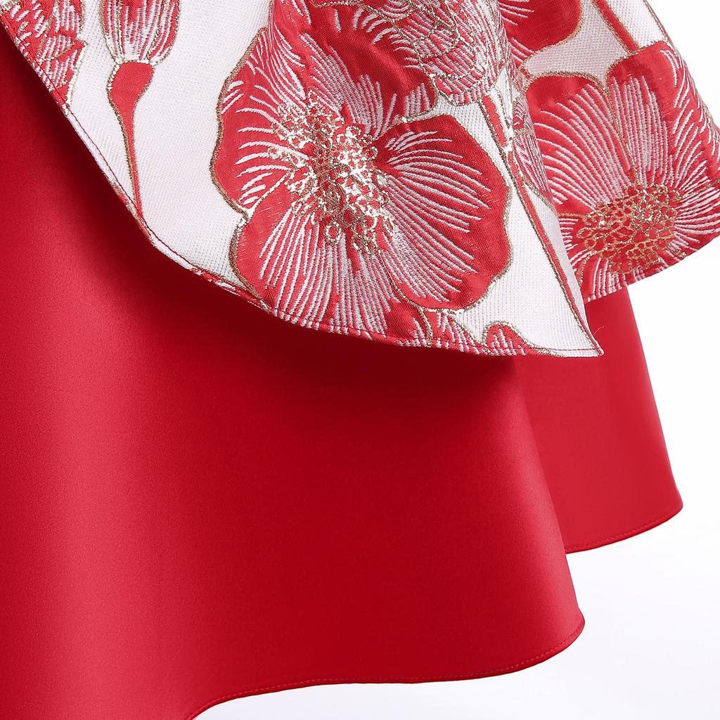 2025 Платье для девочки Принцесса Формальная вечеринка Маленькие девочки Ципао Короткий рукав Чонсам Красный 3-10 лет