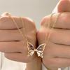 1Pcs Lovers Romantic Magnetic Couple Necklace Micro Zircon Hollow Butterfly Pendant Clavicle Chain Friendship Party Jewelry