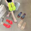 Women's Colorful Crystal Jelly Sandals Comfort Flat Slides Summer Beach Slippers Open Toe Jellies Sandals Slip-on Slippers for Women Home Shoes