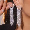 Luxury Shiny Rhinestone Long Tassel Love Earrings Fashion High-Grade Earrings Bridal Earrings Women's Earrings 1 Pair