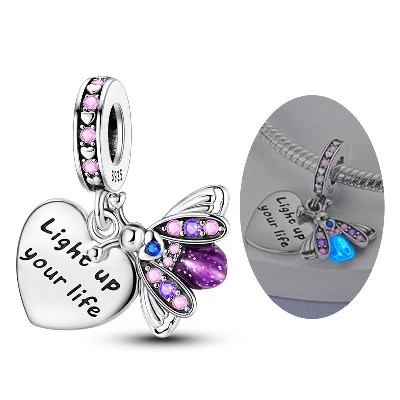 Шармы-подвески из серебра 925 пробы, бусины, собака, кошка, светлячок, бабочка, стрекоза, шарм для изготовления женских украшений, модные аксессуары