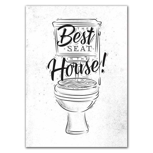 Туалет Цитата Картина Ванная Комната Стены Искусства Холст Картины Плакаты Печать Мода Черно-Белый Туалет Настенный Декор Кисть Декор Картина