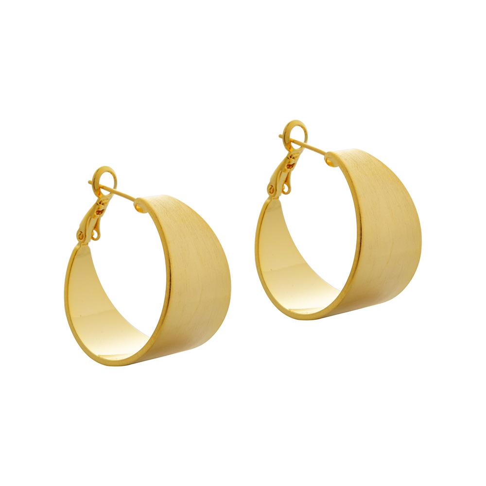 Wide Brushed Geometric Hoop Earrings - Fashion Simple High-End Cool Tone Statement Earrings for Women