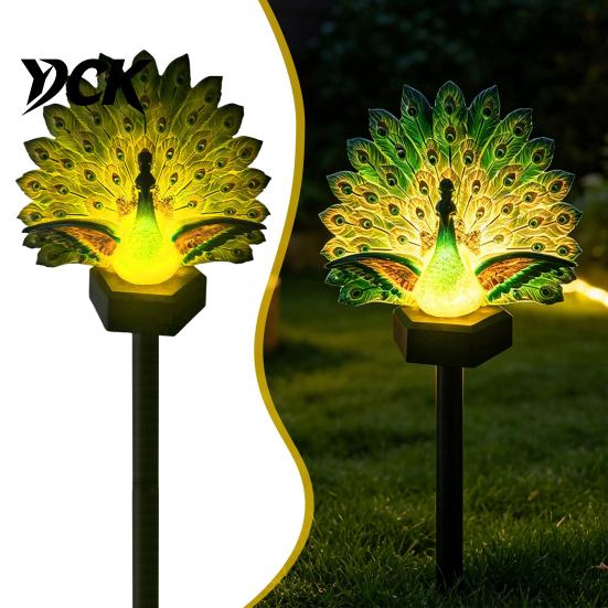Weather Resistant Patio Accent Solar Peacock Garden Statue, Outdoor Lighted Sculpture, Waterproof Decorative Lawn Ornament LED Light for Yard