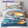 Dolphins Pattern Bedding Quilt Set Quilt Cover Pillowcase Home Decoration Gift (1 * duvet cover + 2 * pillowcase, without core)