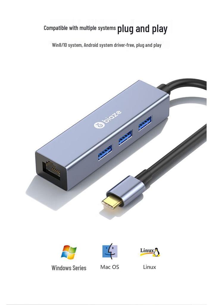 Biaze USB-C to Gigabit Ethernet Adapter for Laptop