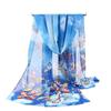 160*50cm Chiffon Fashion Scarf - Striped Floral Print Shawl For Sun Protection And Holiday Gifts