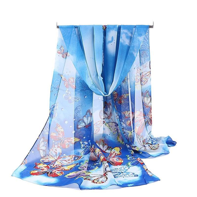 160*50cm Chiffon Fashion Scarf - Striped Floral Print Shawl For Sun Protection And Holiday Gifts